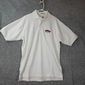 Vintage Montreal 2000 Polo White Golf Jersey Knit Shirt L ESSENTIALS Ash City